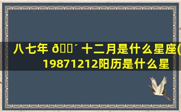 八七年 🌴 十二月是什么星座(19871212阳历是什么星 🦄 座)